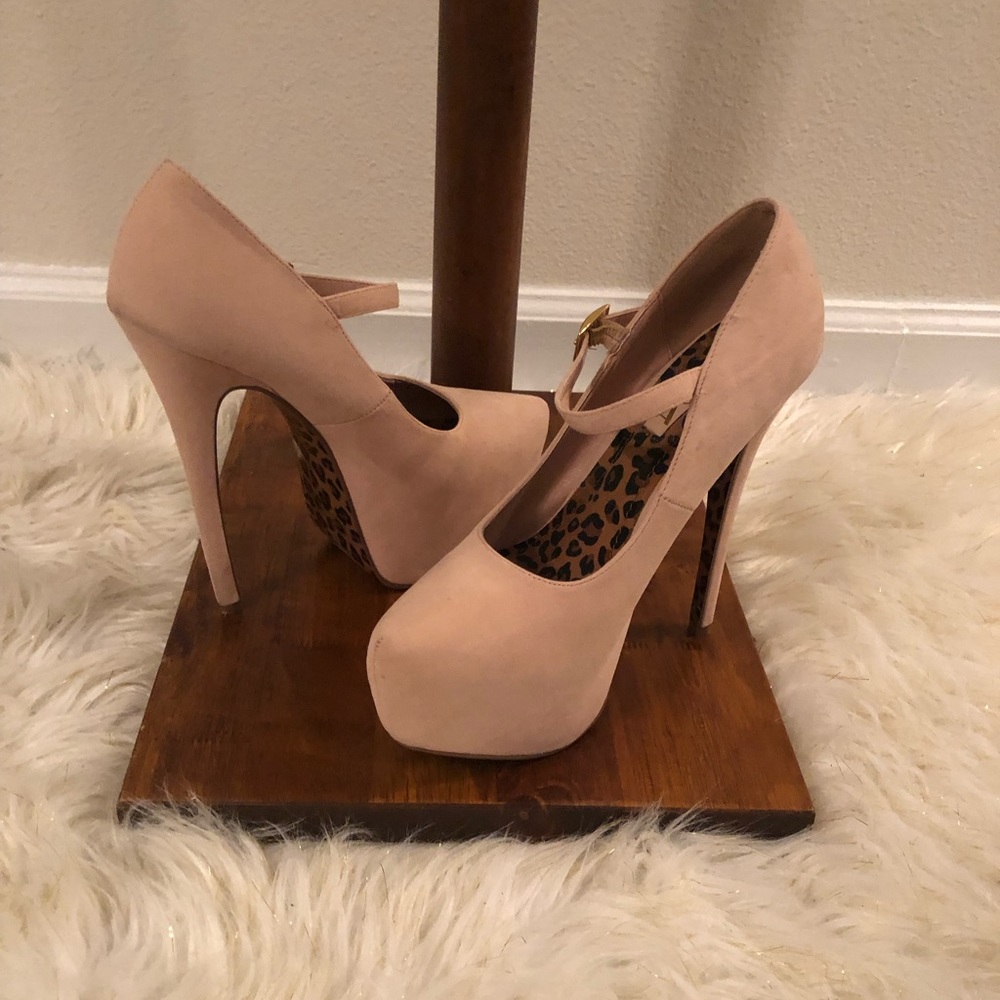 Faux Suede Coral Heels